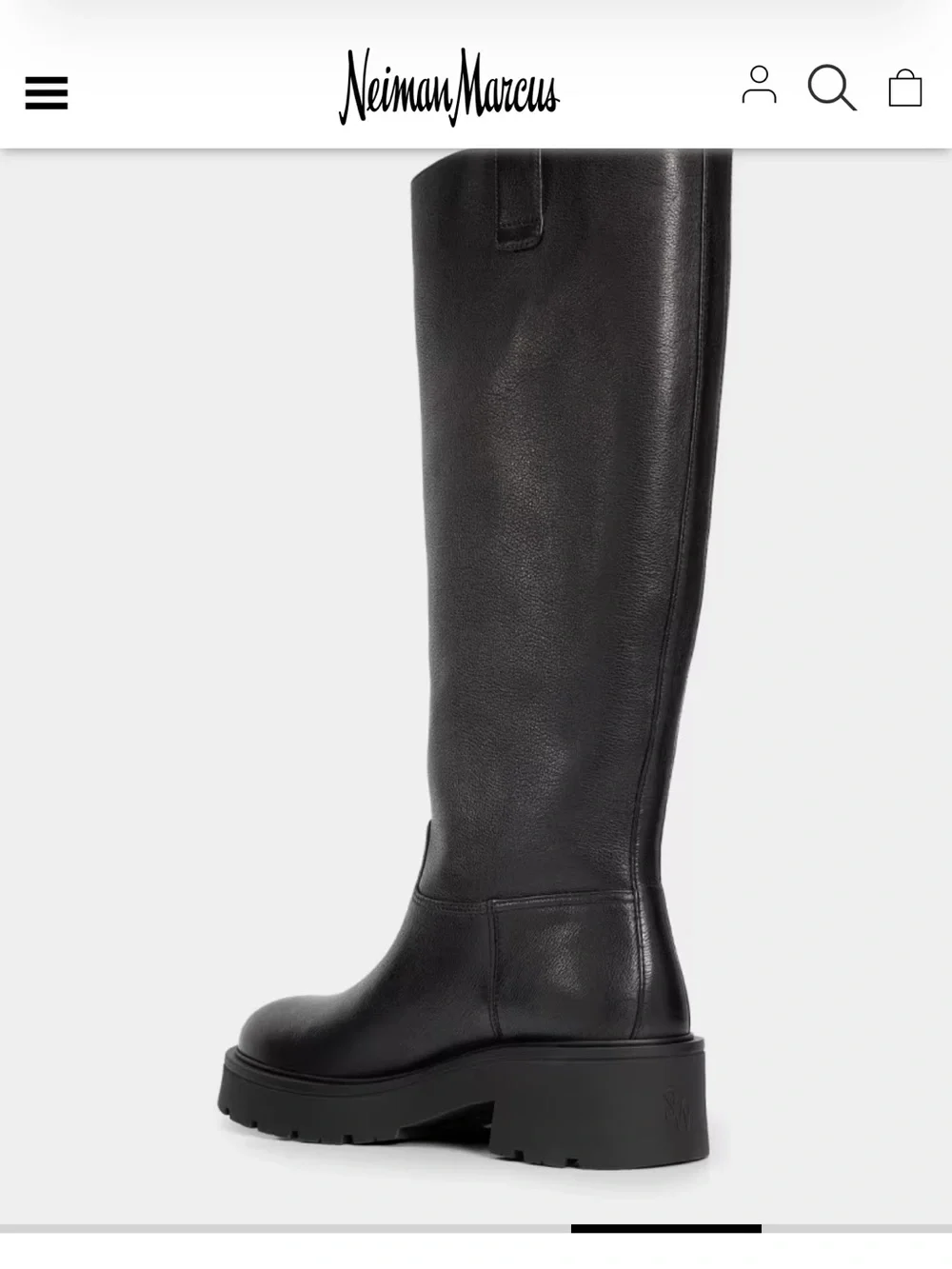 Stuart Weitzman Black Leather Over-the-Knee Lug Sole Boot